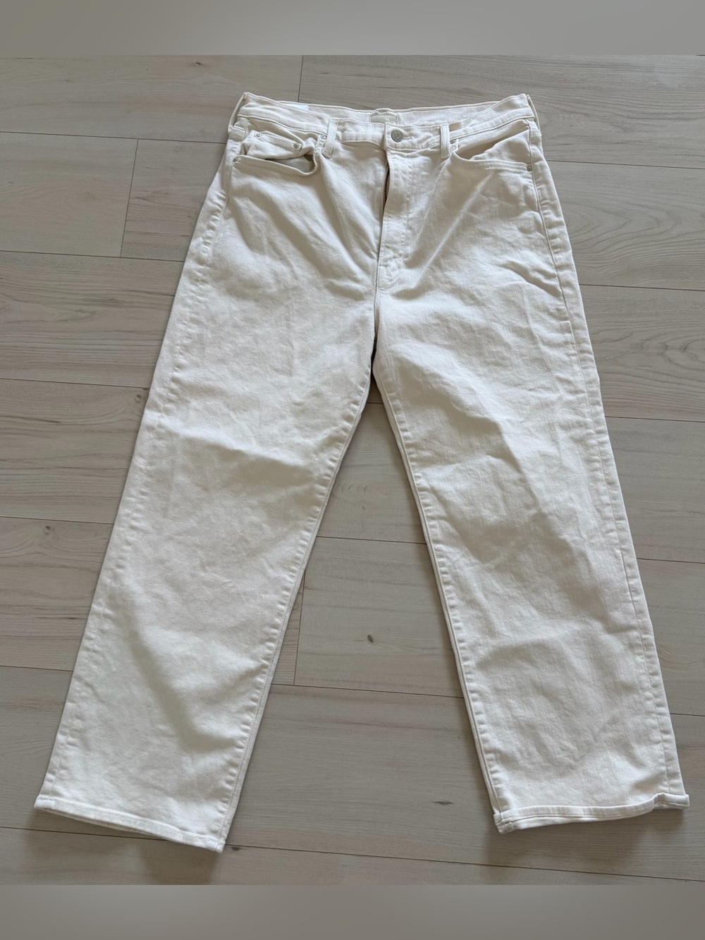 MOTHER The Rambler Zip Ankle Cream Jeans Size 34